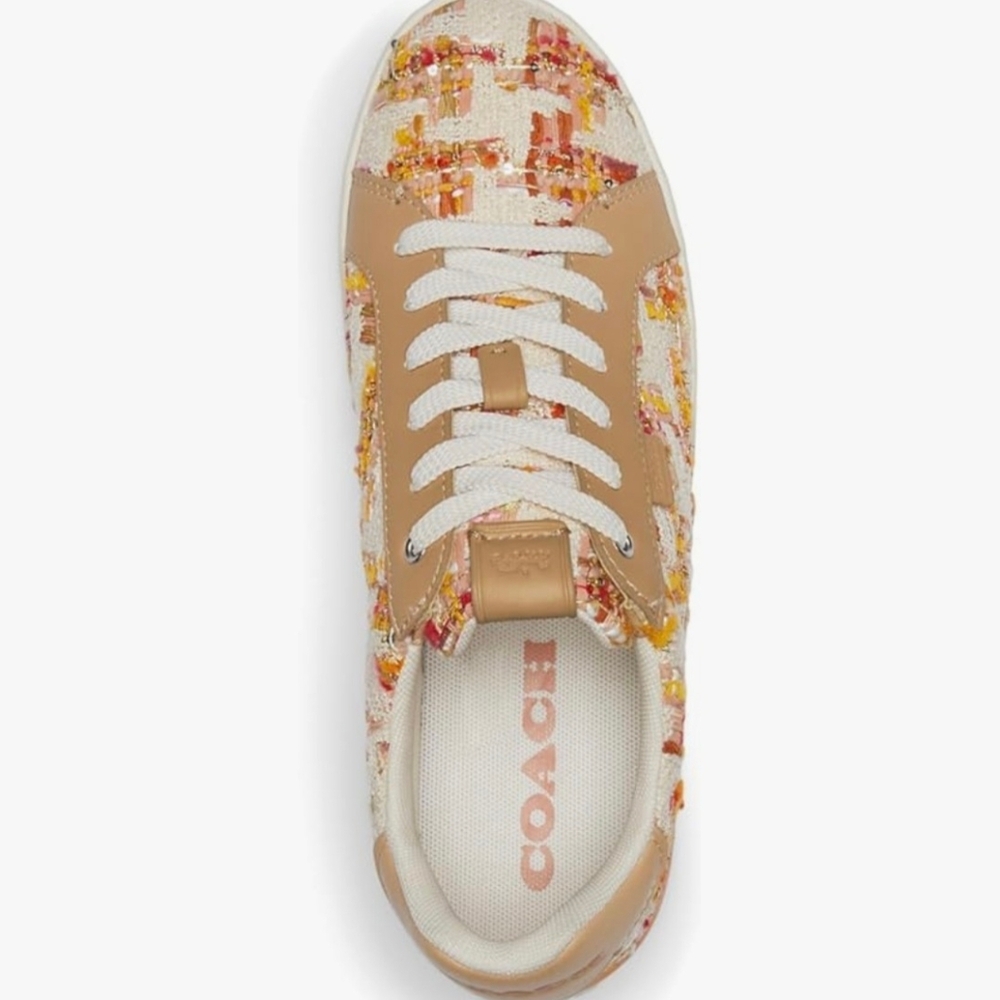 Coach Lowline Natural Multicolor Sneakers with Signature Tweed Pattern SIZE 11 - Picture 2 of 16